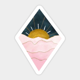 Diamond Pink and Gold Sunset (dark background) Sticker